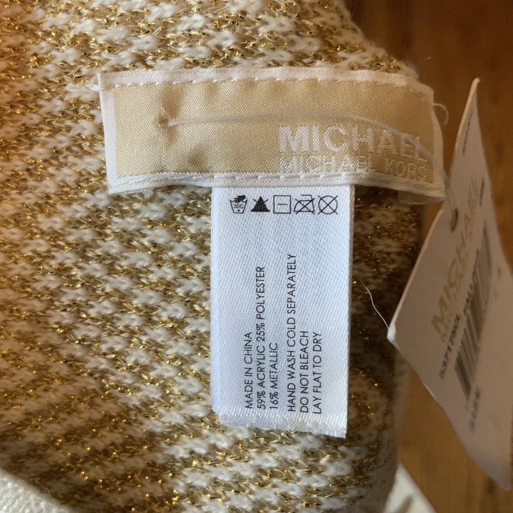 Michael Kors Scarf Women's Chevron Reversible Shawl Wrap‎ Logo Label Metallic